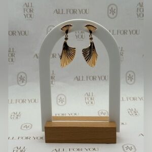 ✨ NEW 18K Gold Filled Ginkgo Fan Dangle Earrings